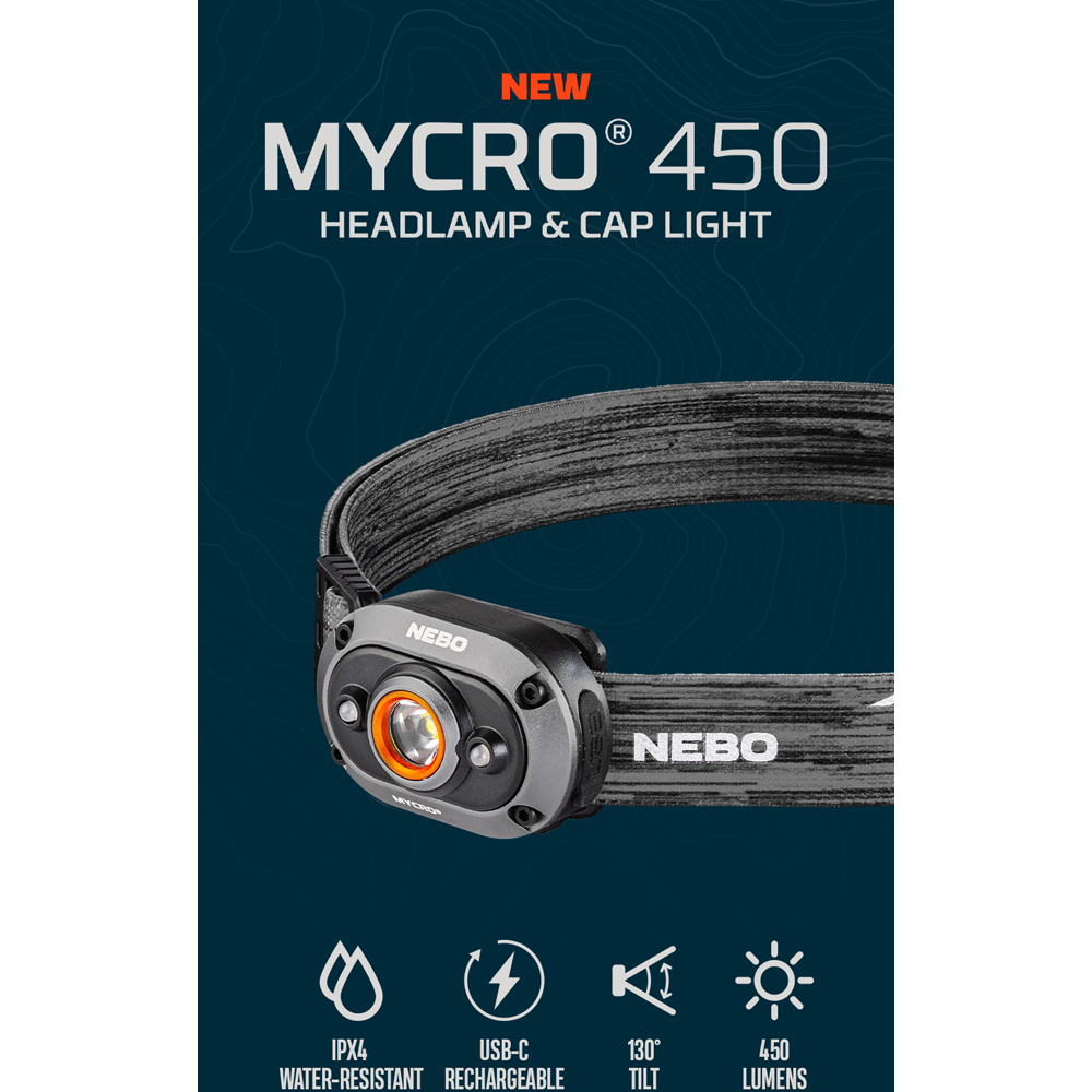 Nebo Mycro 450 2-in-1 450 Lumens Grey Rechargeable Detachable Headlamp and Cap Light Image 5