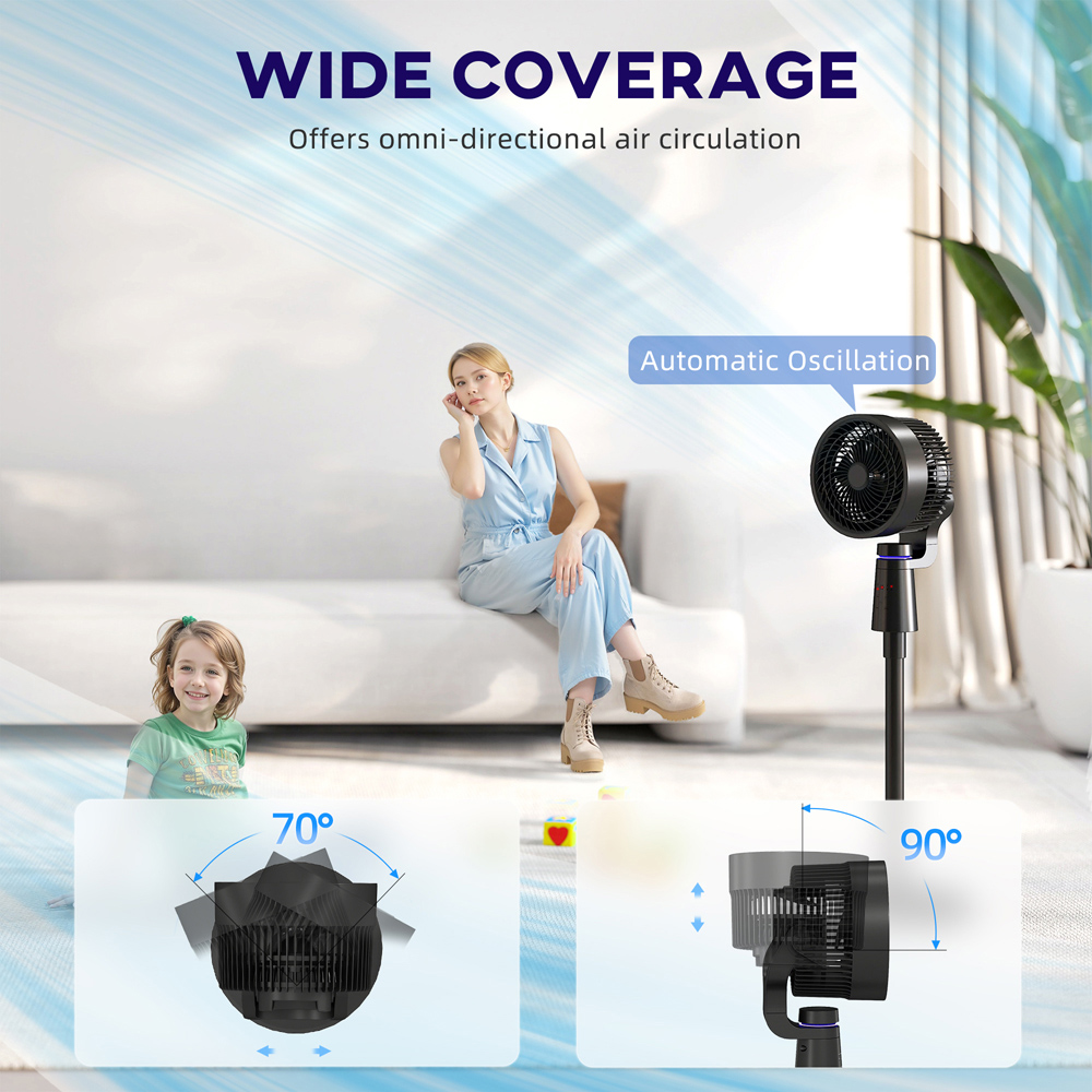 Portland Black Oscillating Pedestal Fan 37 inch Image 5