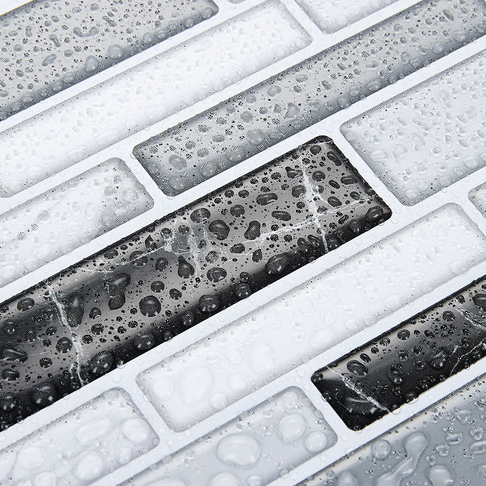 Living and Home Brick Effect Black and Grey Self Adhesive Wall Tile Sticker 10 Pack Image 4