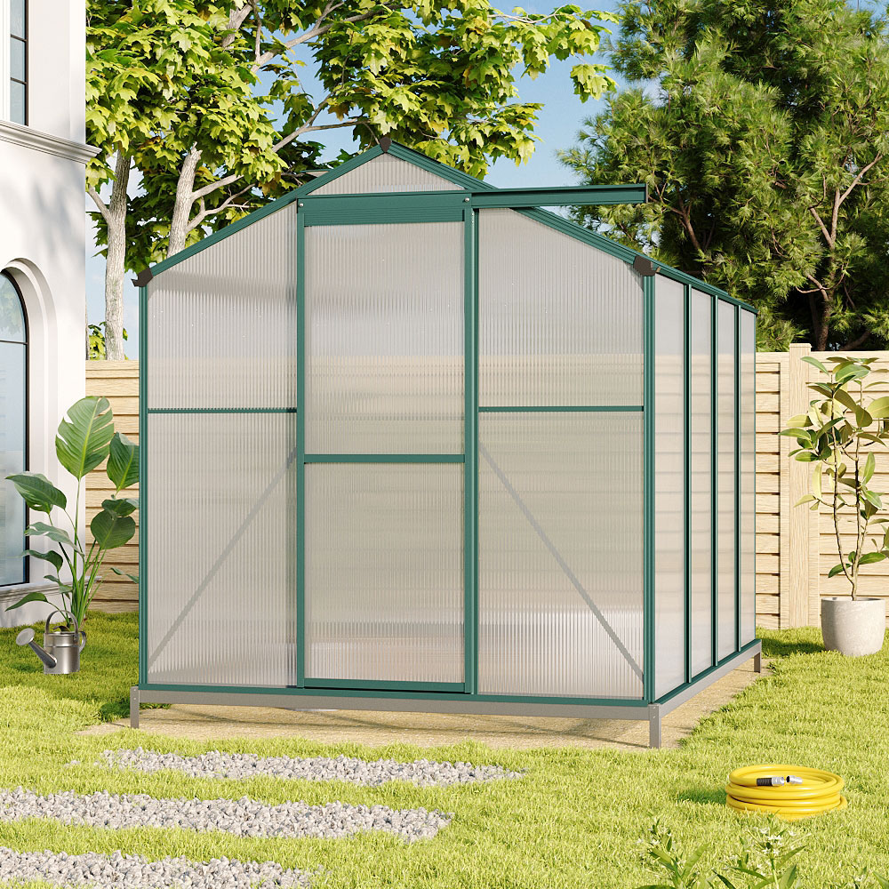 Living and Home Aluminium Frame 6 x 8ft Greenhouse with Base Image 2