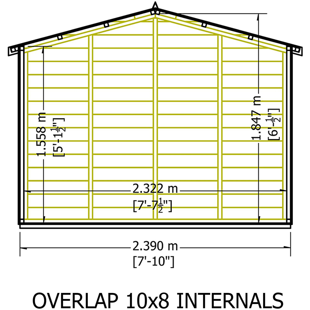 Shire 10 x 8ft Double Door Dip Treated Overlap Apex Shed Image 8