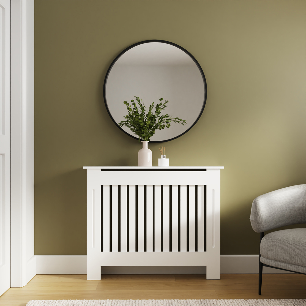 GFW Harrison White Open Slat Radiator Cover Medium Image 2