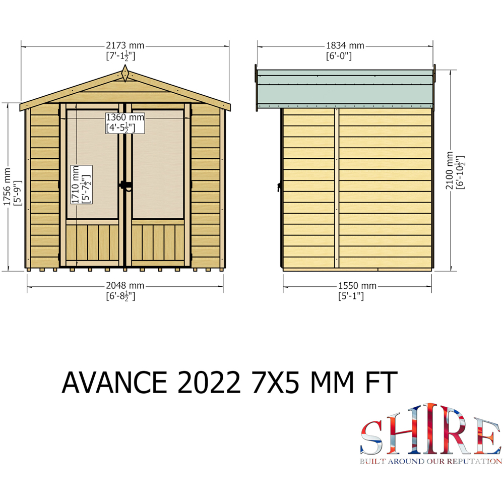 Shire Avance 7 x 5ft Double Door Shiplap Traditional Summerhouse Image 9