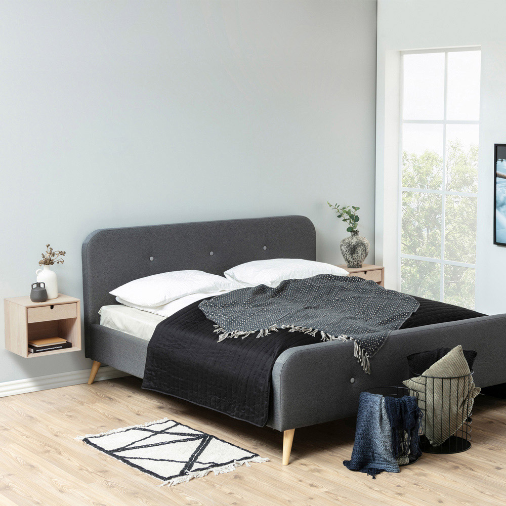 Florence Century Single Shelf Single Drawer White Oak Wall Mounted Bedside Table Image 5