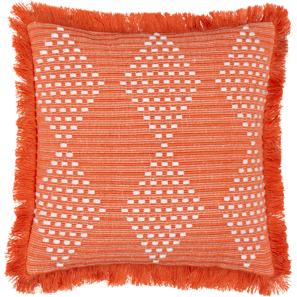 furn. Kadie Orangeade Woven Feather Filled Cushion 45 x 45cm Image 1