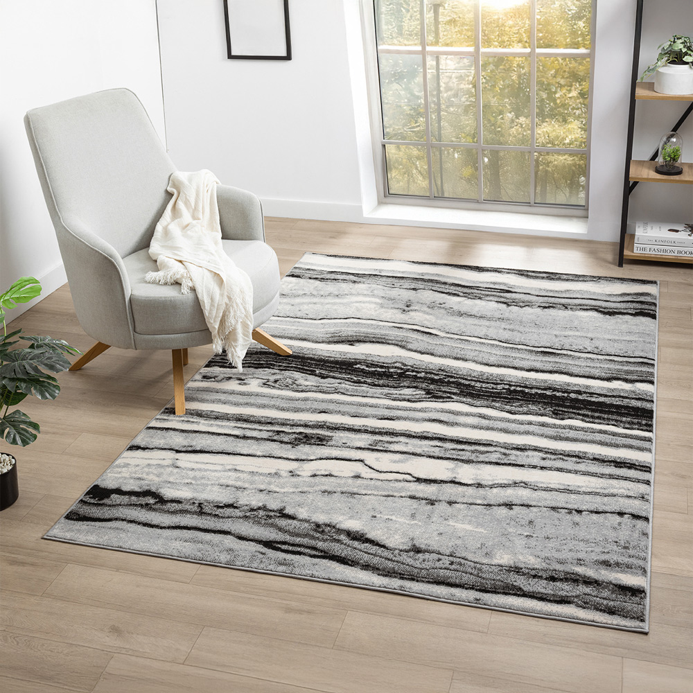Desire Rugs Obsidian Grey Coast Waves Abstract Rug 160 x 230cm Image 2
