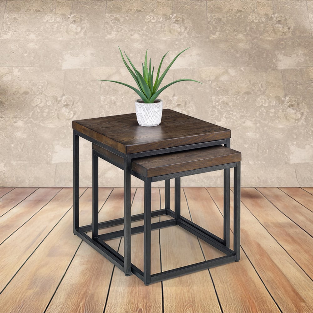 Julian Bowen Brooklyn Dark Oak Nest of Tables Set of 2 Image 6
