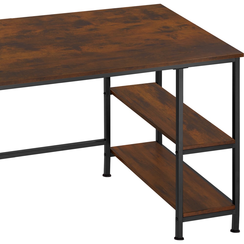 tectake Canton 2 Compartment Dark Wood Desk Image 4