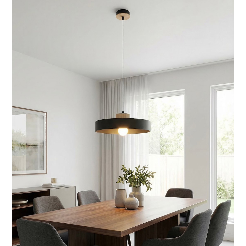 Emibig Kivi Layered Shade Black E27 Large Ceiling Pendant Light Image 7