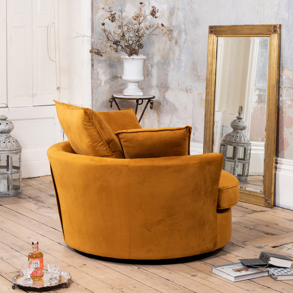 Artemis Home Havana Orange Velvet Swivel Cuddle Chair Image 3