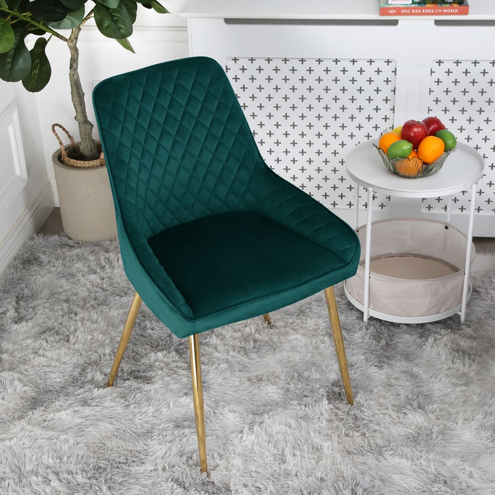 Hamilton Set of 2 Green Velvet Dining Chair Image 7