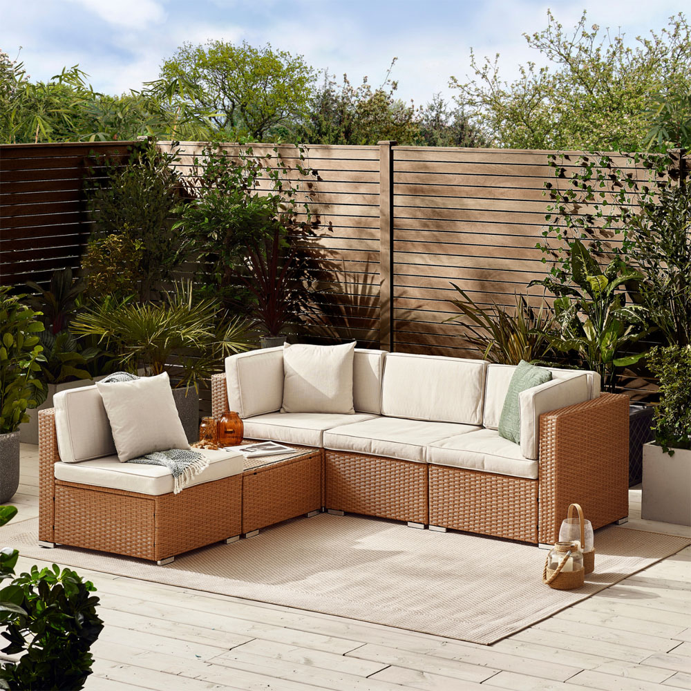 Furniturebox Windermere 4 Seater Beige Rattan Sofa Lounge Set Image 6