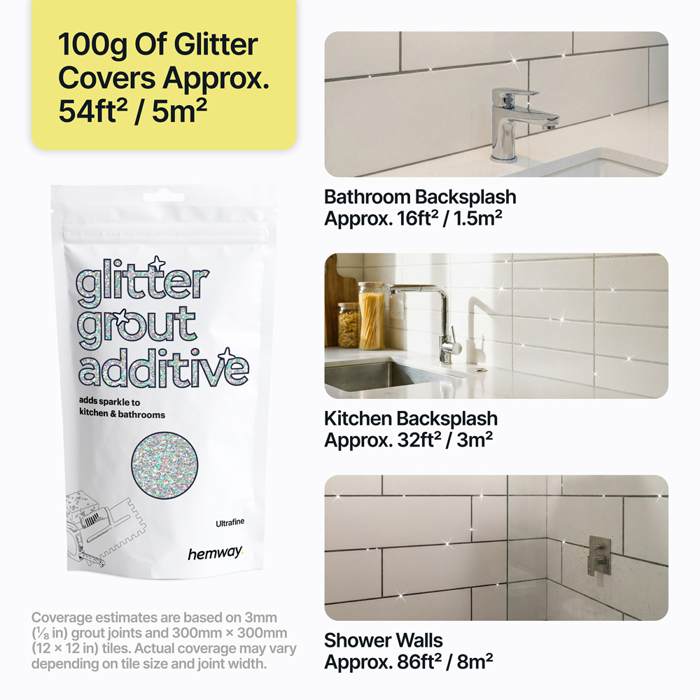 Hemway Glitter Silver Ultrafine Tile Grout Additive 100g Image 4
