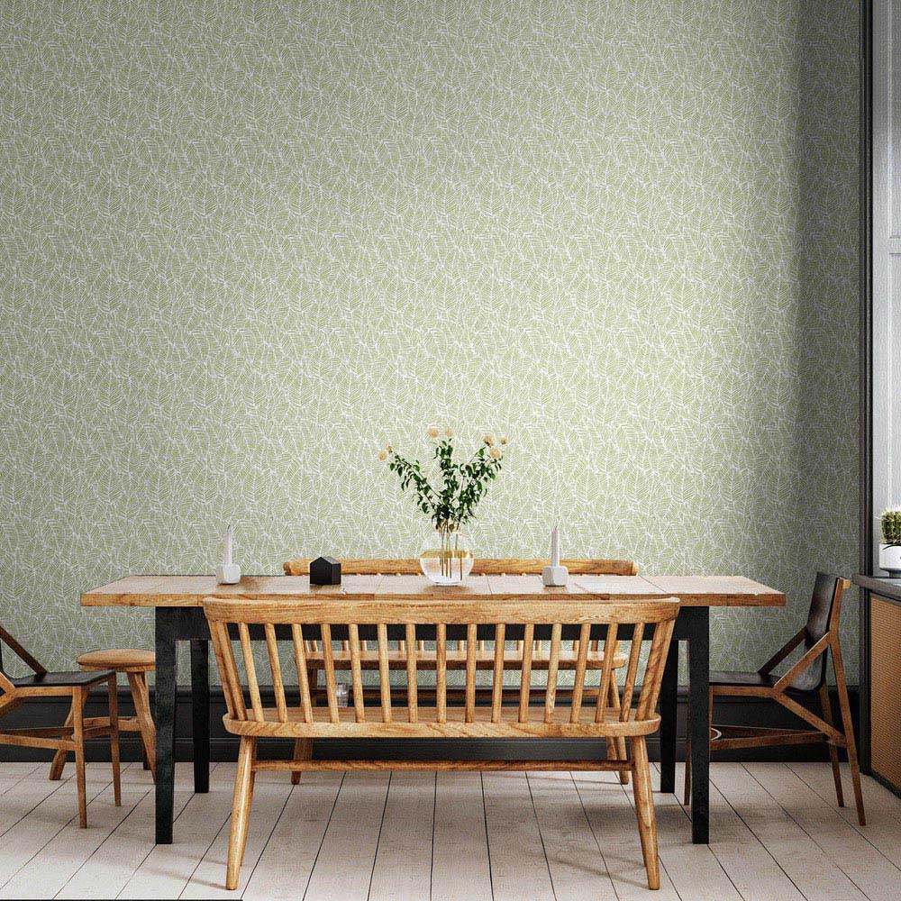 Hoopla Walls Purity Zebra Leaf Green Wallpaper Image 2