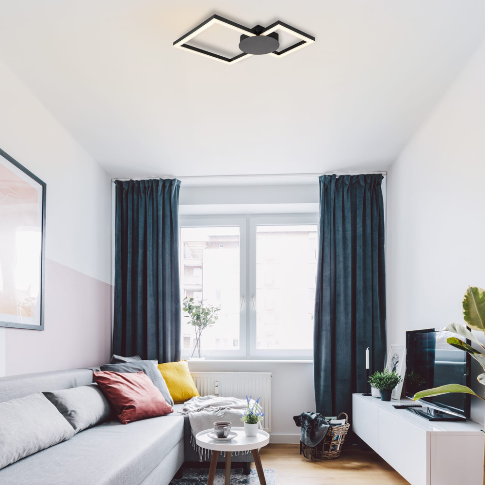 Cosylyte Miles 2 Square Matt Black LED Flush Ceiling Light Image 6