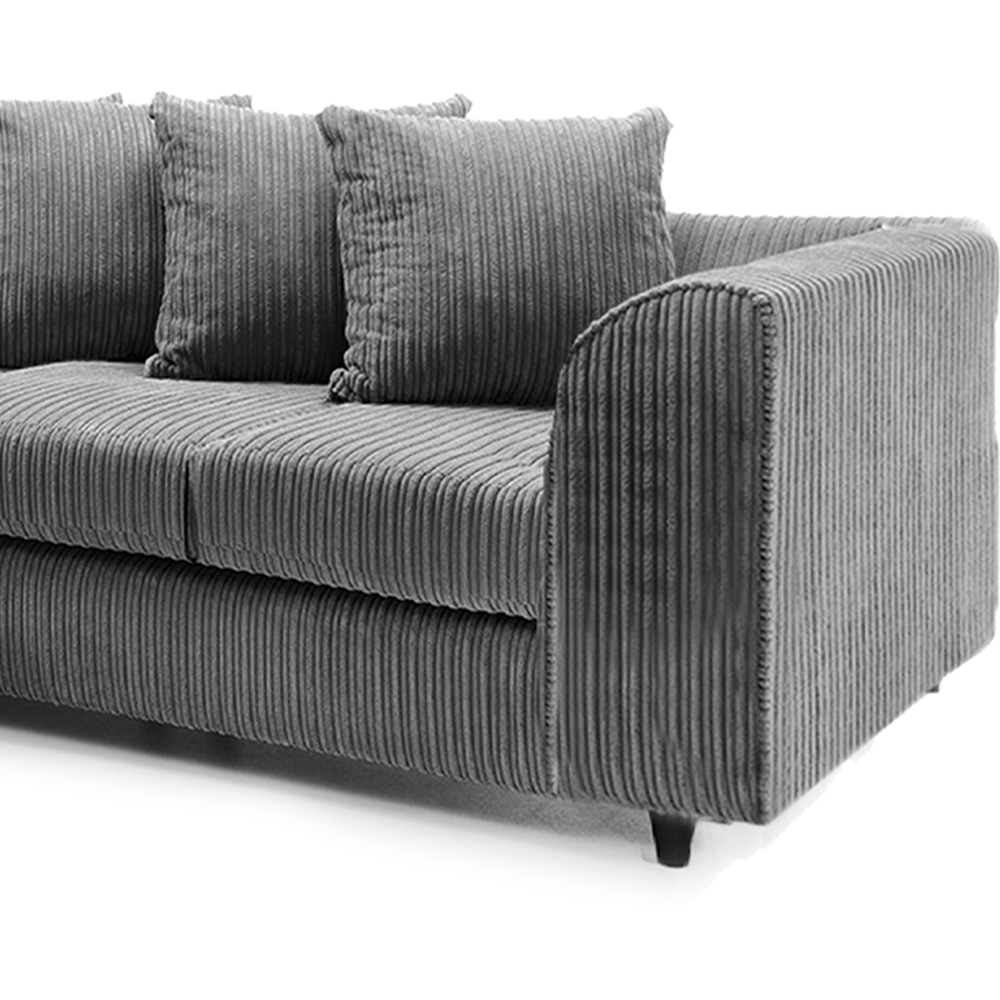 Luxor 5 Seater Grey Jumbo Cord Scatter Back L Shaped Corner Sofa Set Image 5