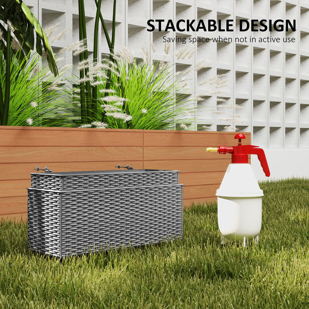 Outsunny Grey Rattan Look Hanging Flower Box 50cm 2 Pack Image 5