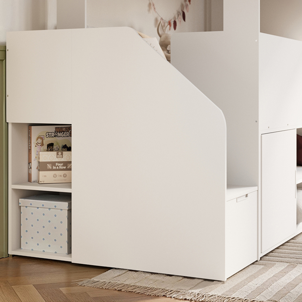 Flair Dreamland White and Oak House Staircase Mid Sleeper with Storage Image 6