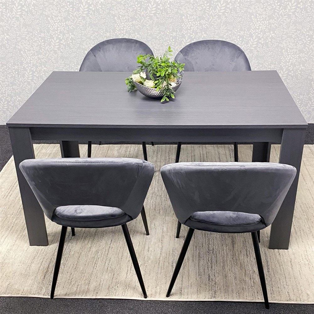 Kosy Koala Arrow Bex 4 Seater Dining Set Dark Grey and Grey Velvet Image 5
