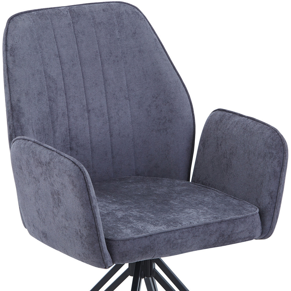 Core Products Aspen Set of 2 Grey Chenille Fabric Swivel Dining Armchair Image 6