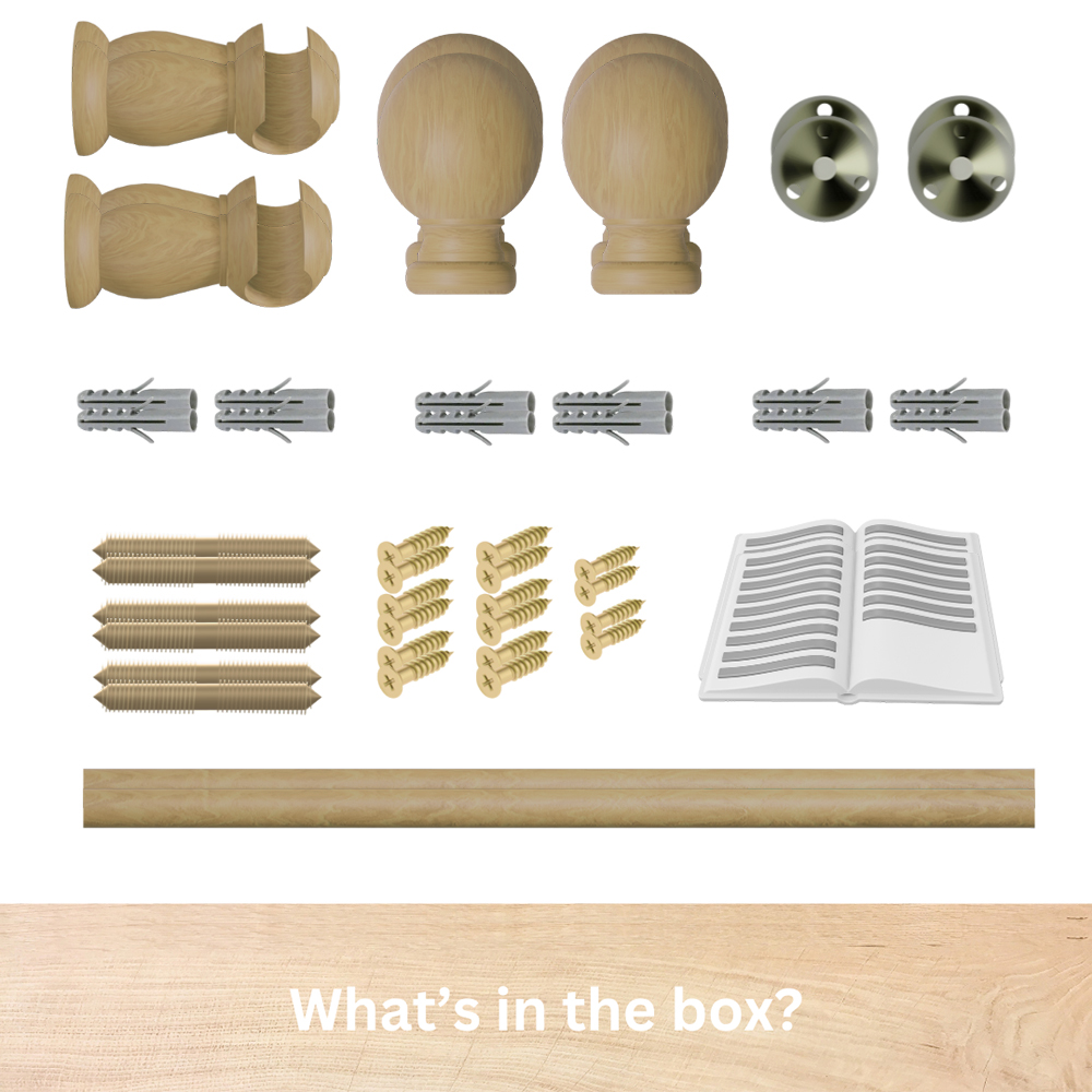 Caecus FX 300cm Wooden Walnut Eyelet Curtain Pole Image 2