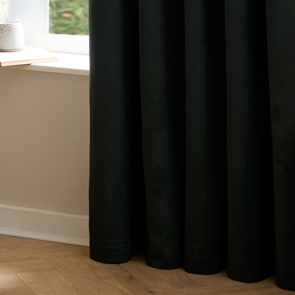 Furn The Ultimate Black Velvet Fully Lined Pencil Pleat Curtains 229 x 229cm Image 4