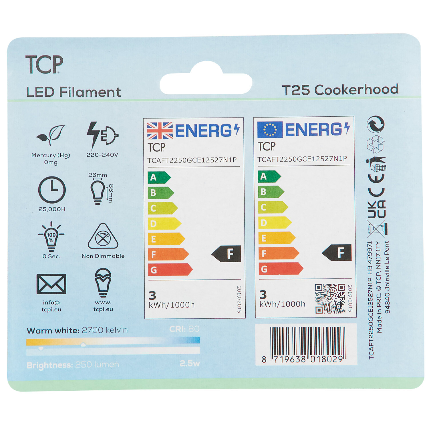 TCP Filament Cookerhood 250L E14 Warm White Bulb - Warm White Image 2