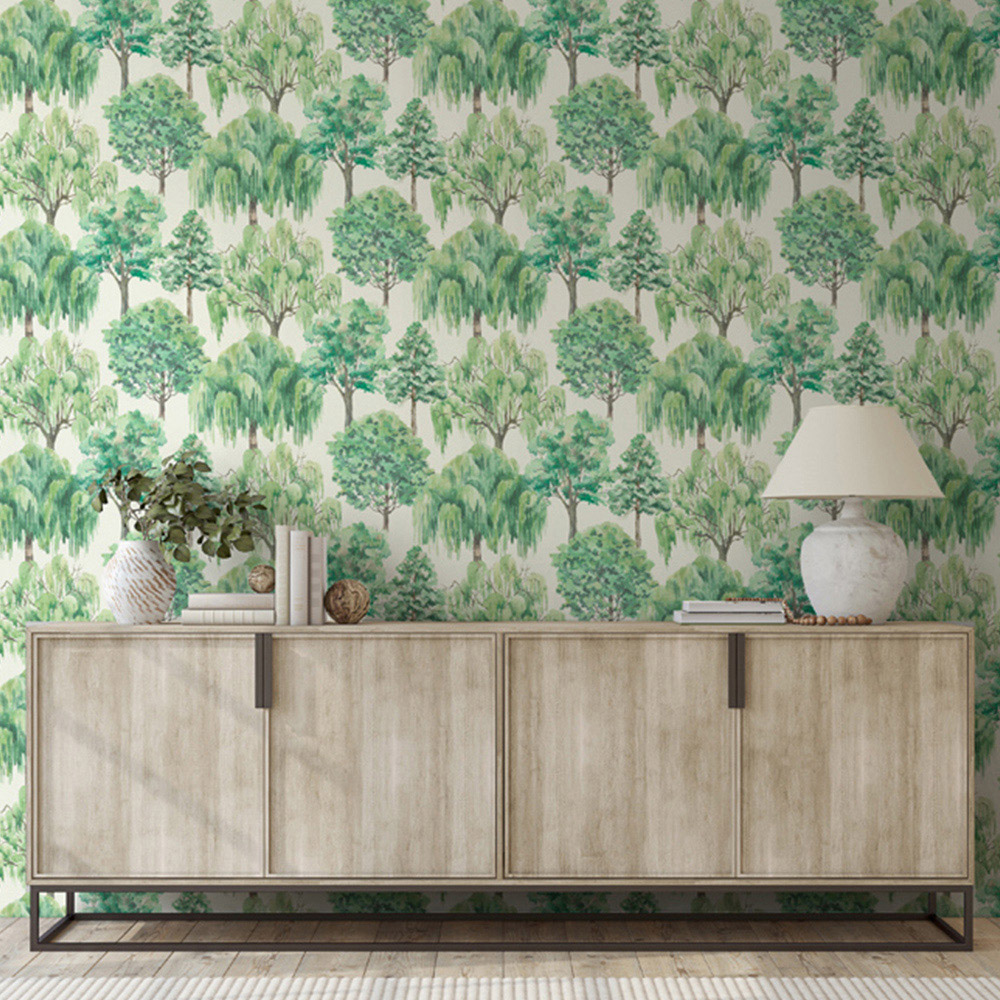 Esselle Home Whispering Willow Ivory and Green Wallpaper Image 4