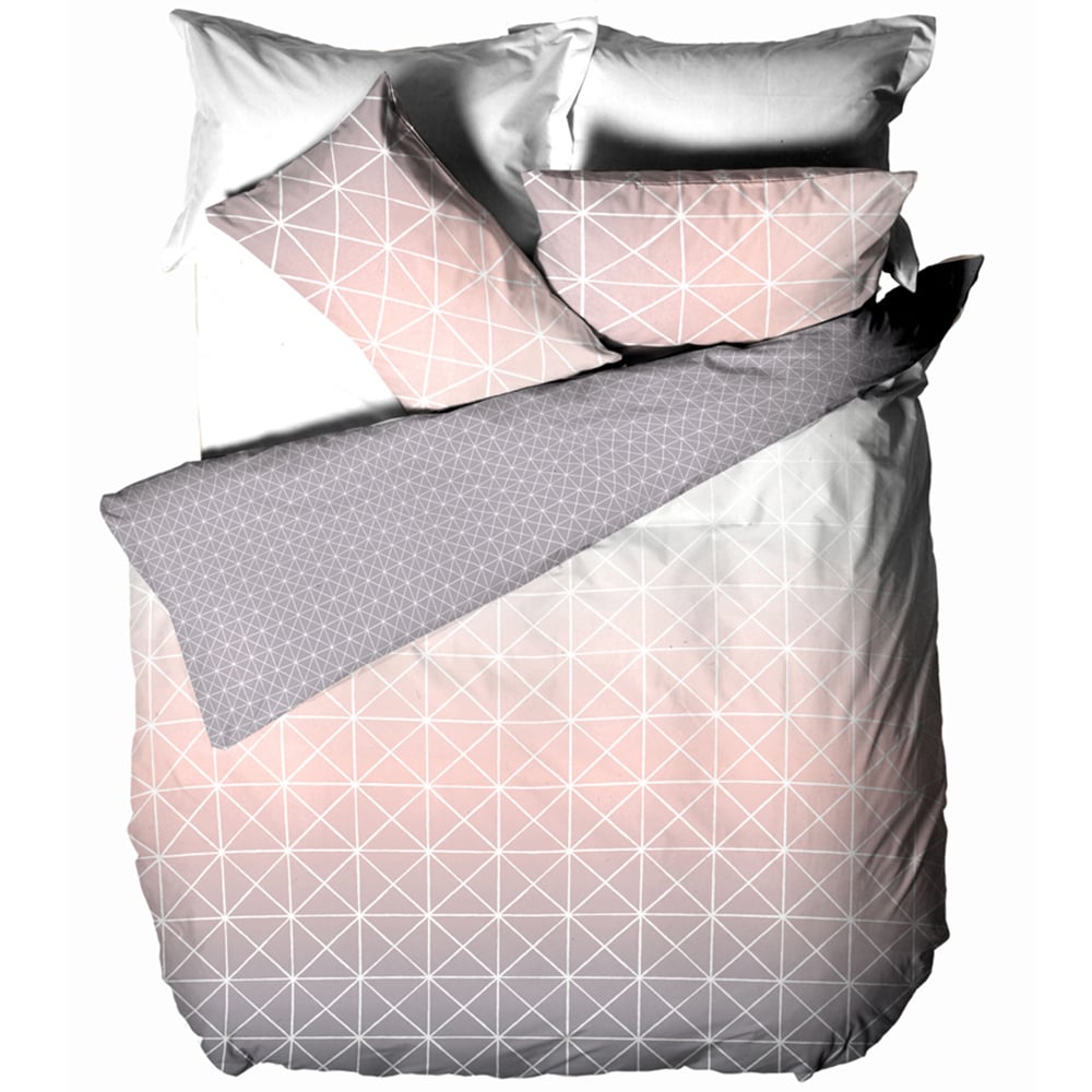 furn. Spectrum Super King Size Pink Gradient Geometric Duvet Cover Set Image 2
