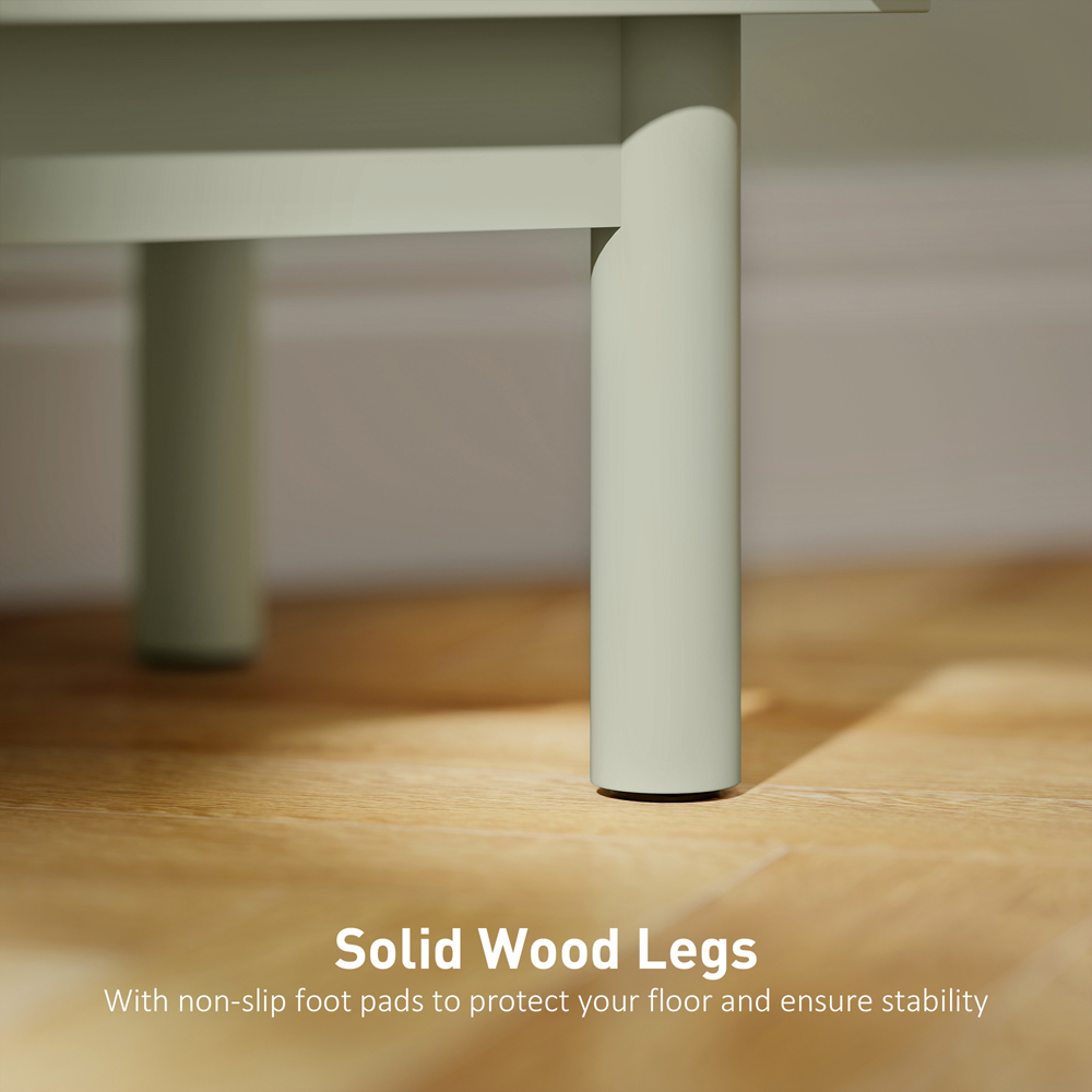 HOMCOM Boho Rattan Single Door Light Green Bedside Table Image 7