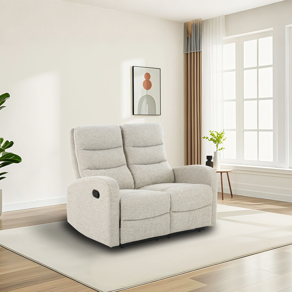 Loft24 Rena 2 Seater Natural Fabric Manual Recliner Sofa Image 8