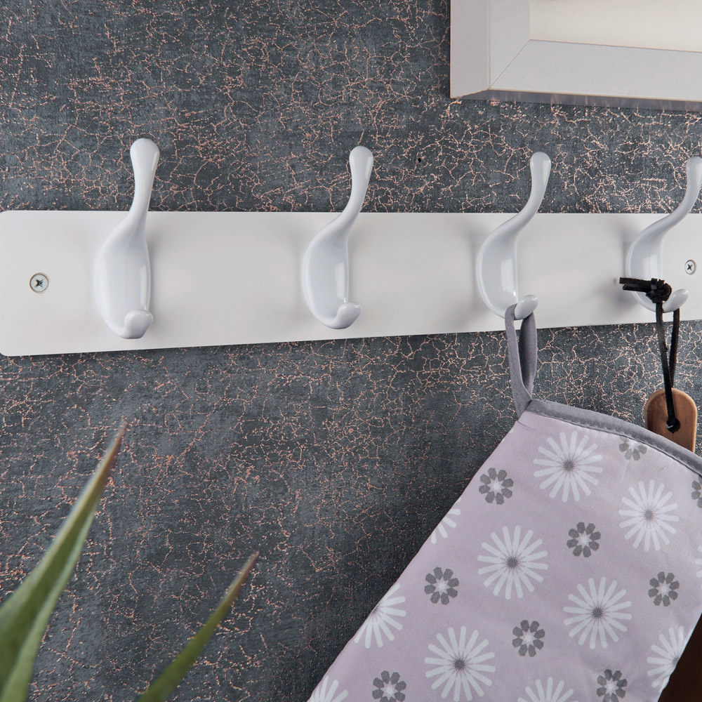 Headbourne White 4 Hook Coat Rail Image 2