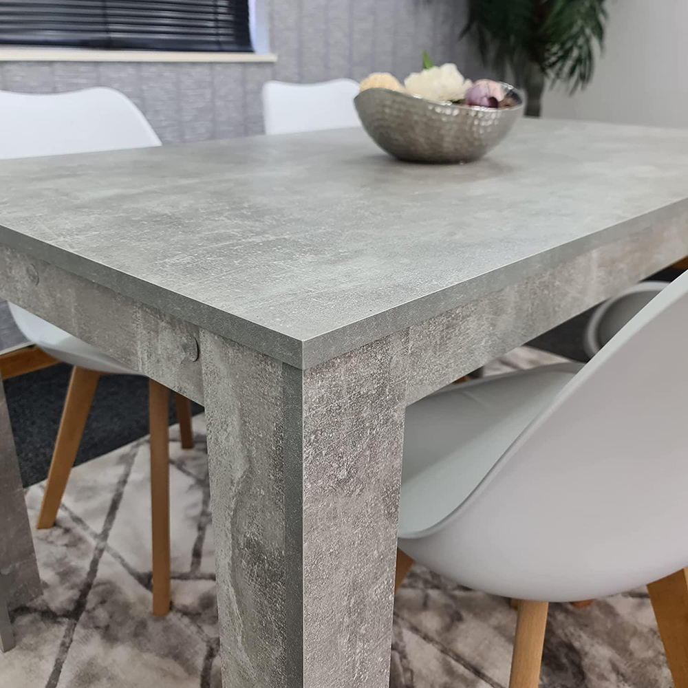 Portland Plastic Leather 4 Seater Dining Set Stone Grey and White Image 5