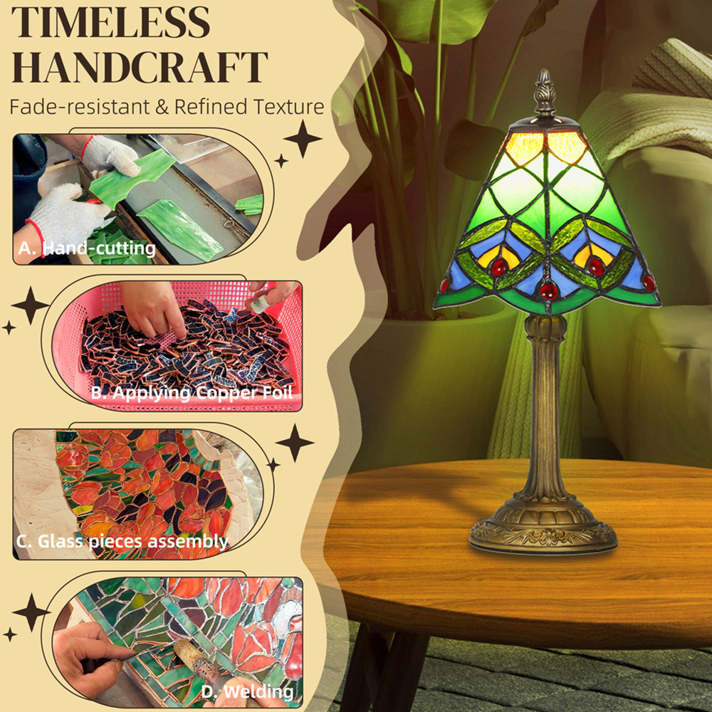 HOMCOM Tiffany Style Handcrafted Stained Glass Table Lamp Image 7