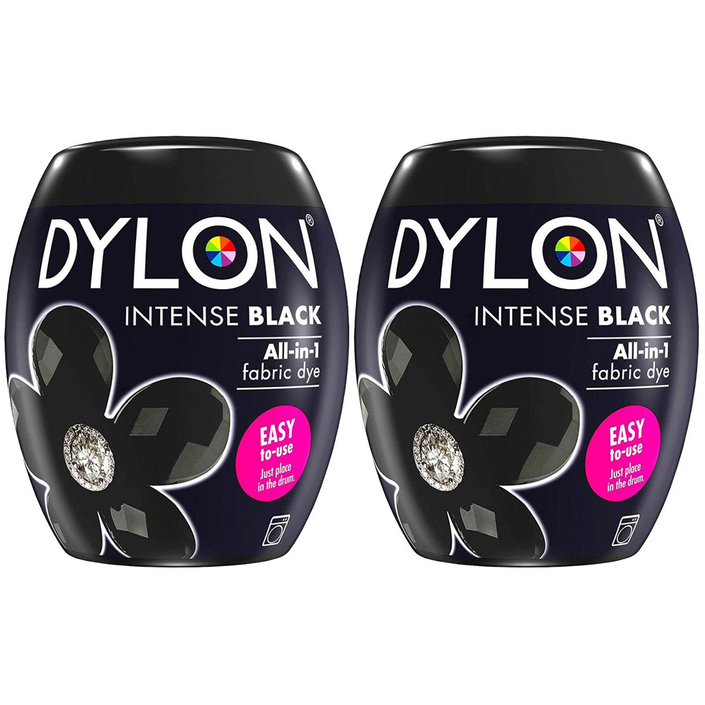 Dylon Intense Black Washing Machine Fabric Dye Pod 350g 2 Pack Image 1