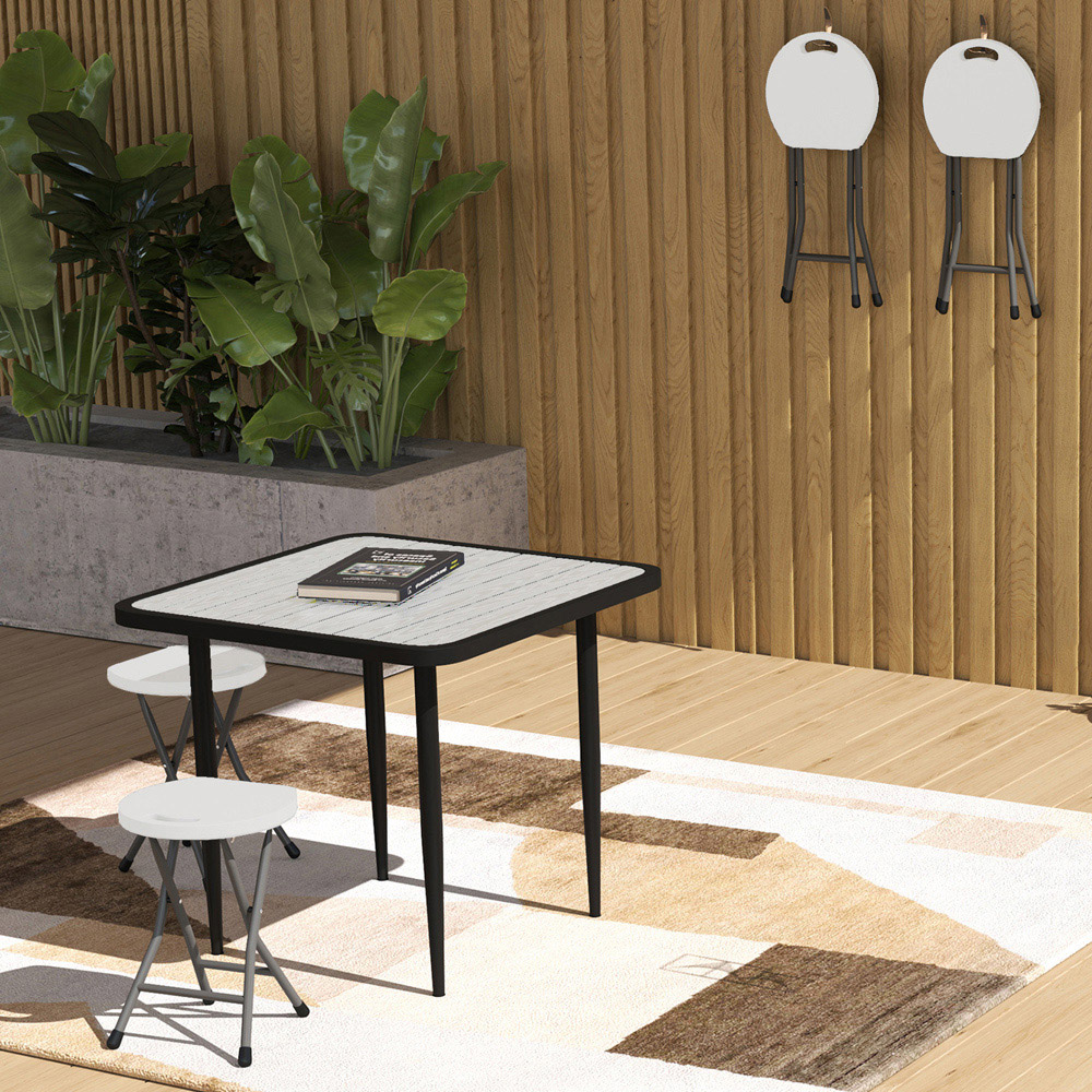 Outsunny White Folding Stool Set of 4 Image 3
