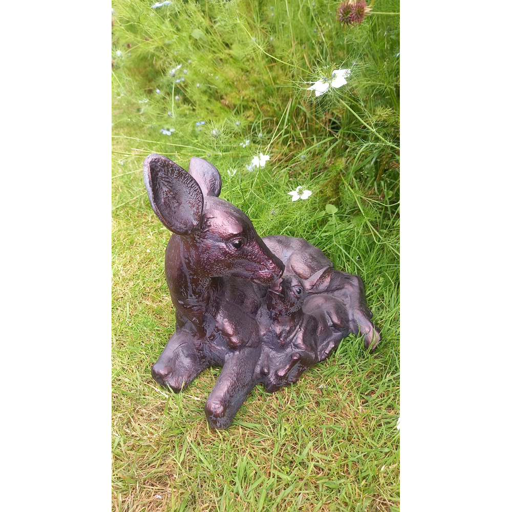 Inspirational Gifting Doe and Baby Fawn Cast Aluminium Garden Ornament Set Image 5