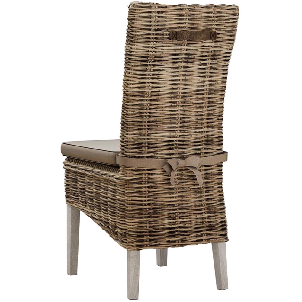 FWStyle Maya Set of 2 Lime Wash Kubu Rattan Solid Pine Handmade Dining Chairs Image 3