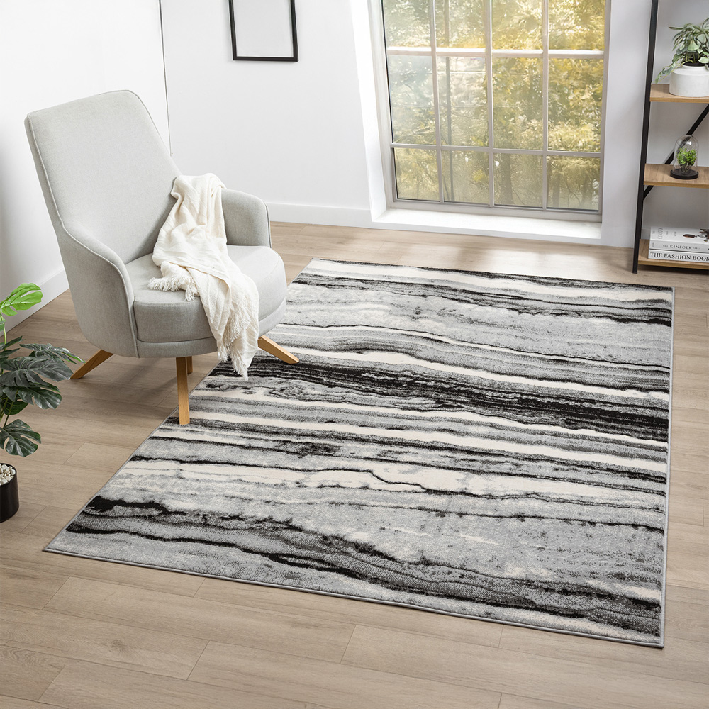 Desire Rugs Obsidian Grey Coast Waves Abstract Rug 60 x 220cm Image 6