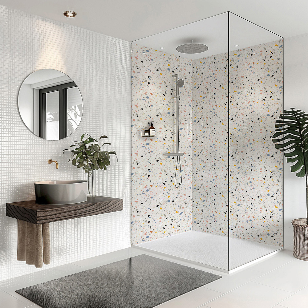 Splashbax Premium Artisan Terrazzo Pastel Acrylic Bathroom Wall Panel 2400 x 900mm Image 7