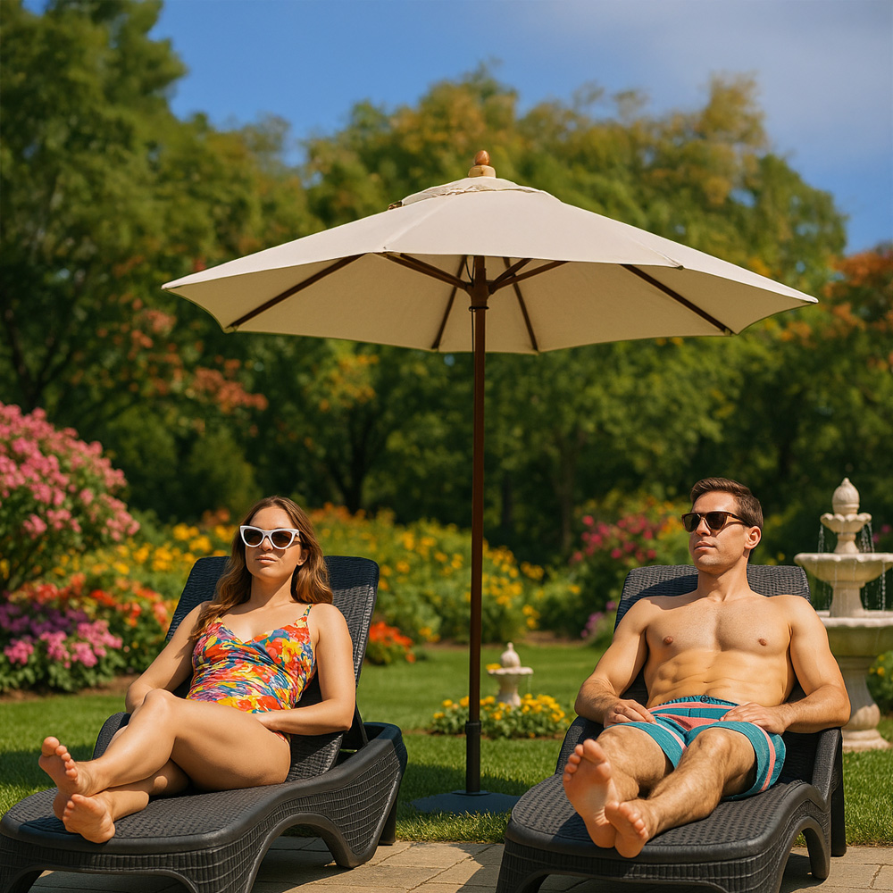 Centurion Supports Set of 2 Maldives Black Rattan Adjustable Sun Lounger Image 6