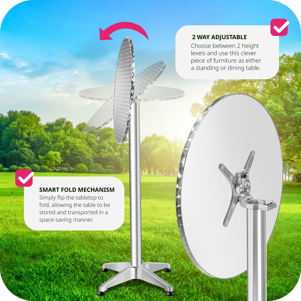 tectake Foldable and Adjustable Aluminium Bar Table Image 8