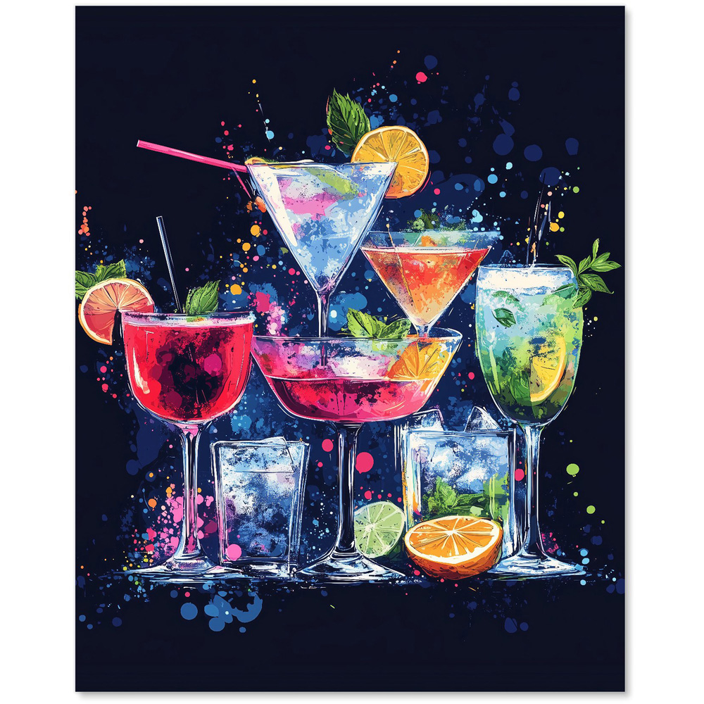 Warren Reed Designer Nighttime Cocktail Splash Glass Kitchen Splashback 75 x 60cm Image 2