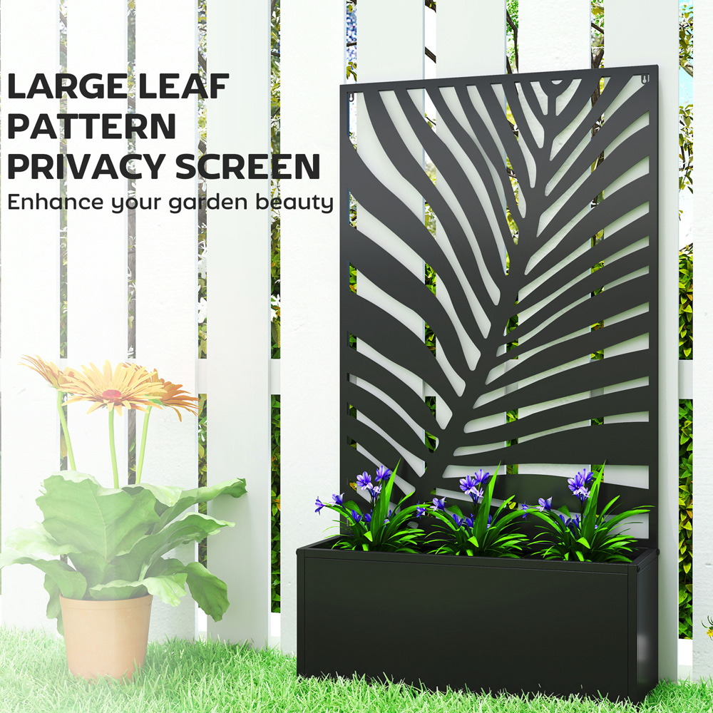 Outsunny Black Metal Raised Garden Bed with Trellis 113 x 23 x 61cm Image 6
