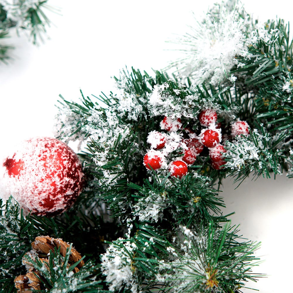 Best Artificial Red Frosted Christmas Garland 270cm Image 6