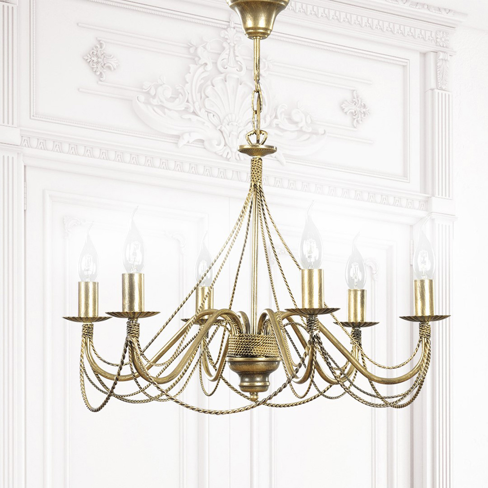 Emibig Tori 6 Light Gold Chandelier E14 Ceiling Pendant Light Image 2