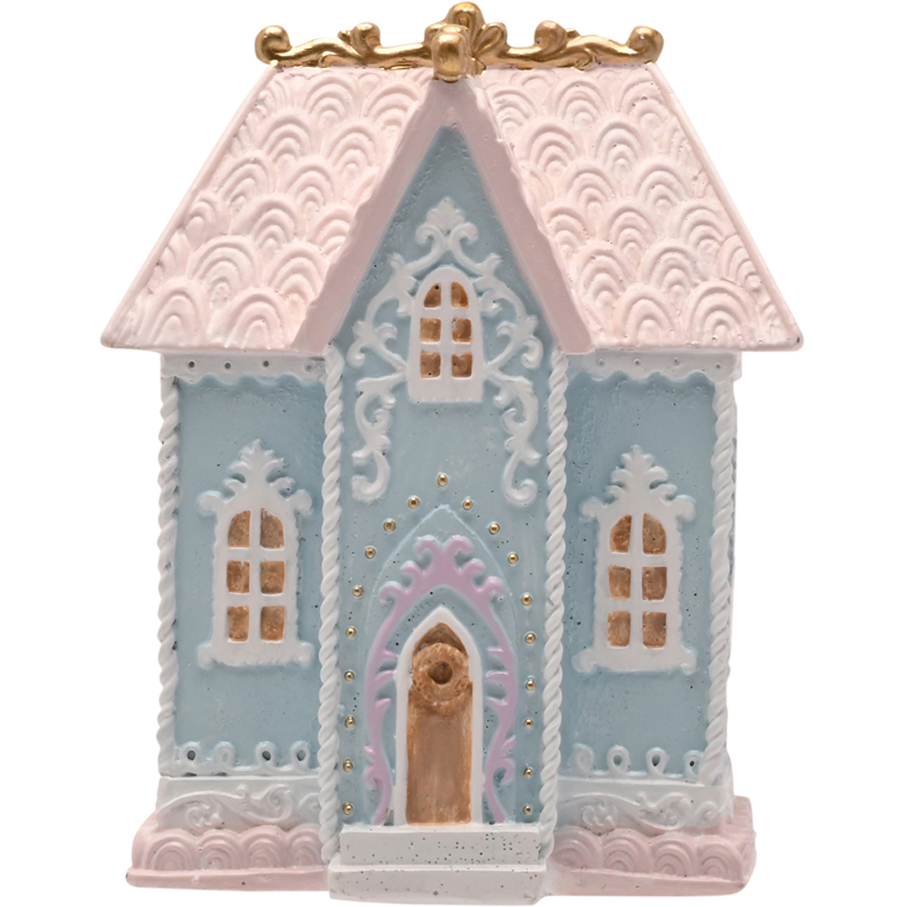 The Seasonal Gift Co. Blue and Pink House Ornament 15cm Image 3