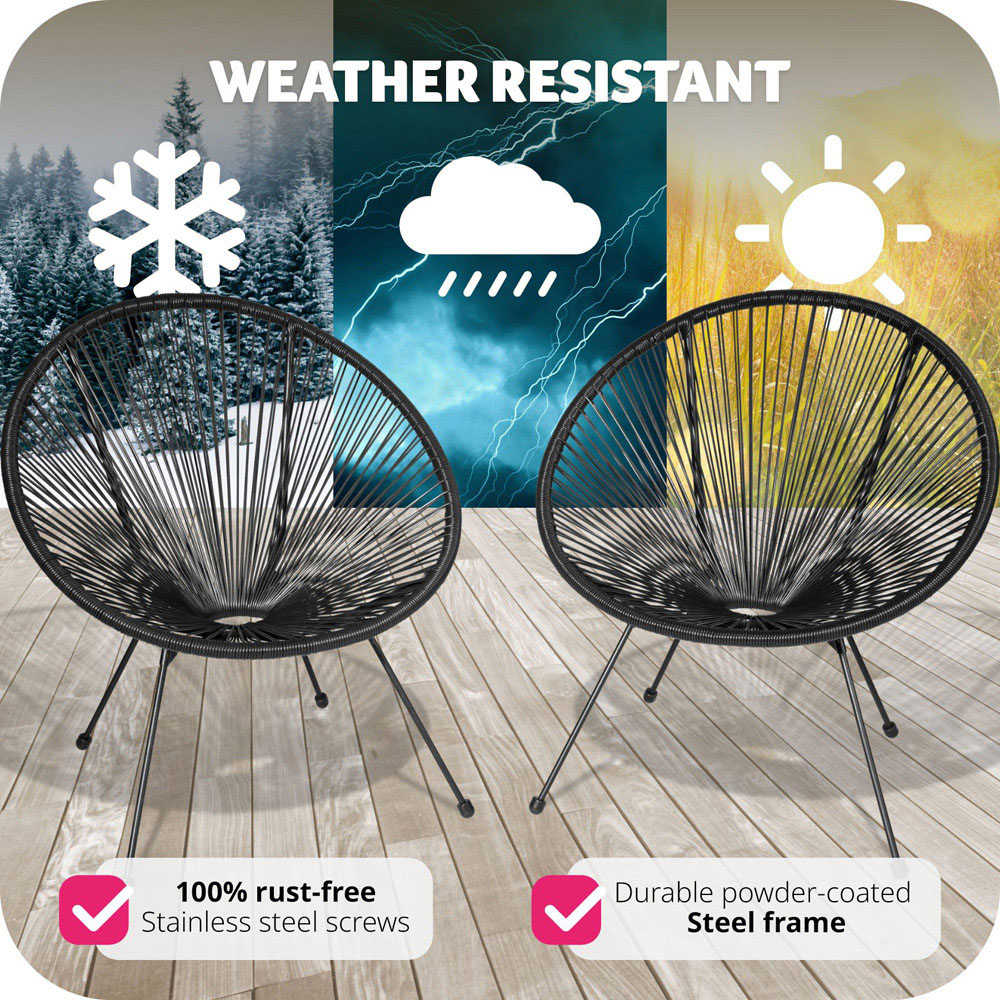 tectake Retro 2 Piece Black Garden Chair Set Image 7