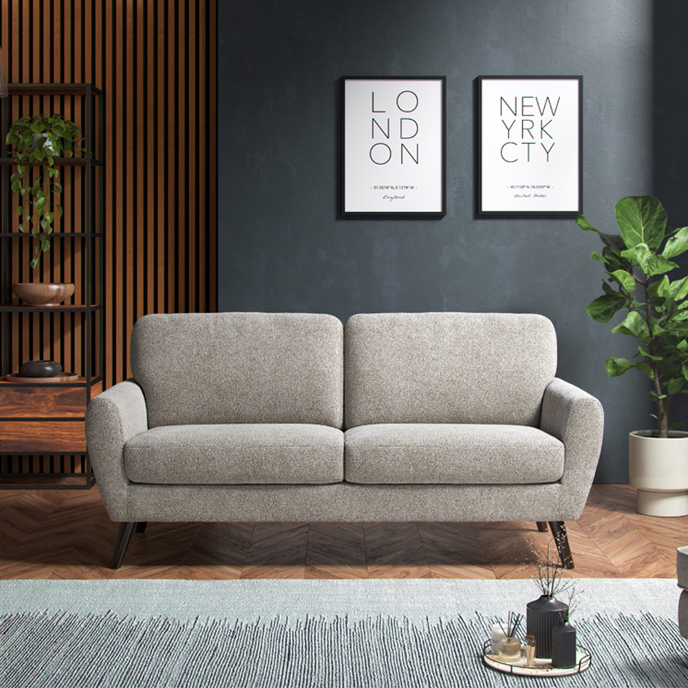 Lara 3 Seater Beige Boucle Linen Sofa Image 5