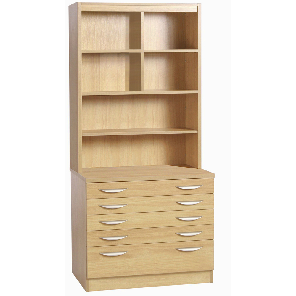 R White Cabinets 5 Drawer 6 Shelf A2 Plan Brown Chest of Drawers with Hutch Image 2